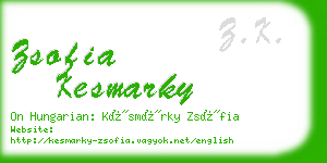 zsofia kesmarky business card